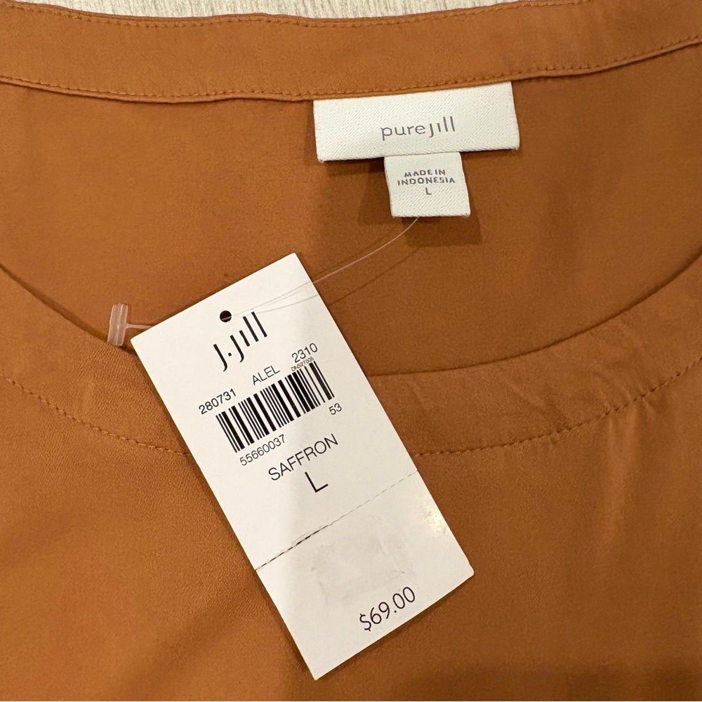 NWT PURE JILL J JILL Lenzing Ecovero Short Sleeve Top in Saffron, Sz L - Picture 13 of 13